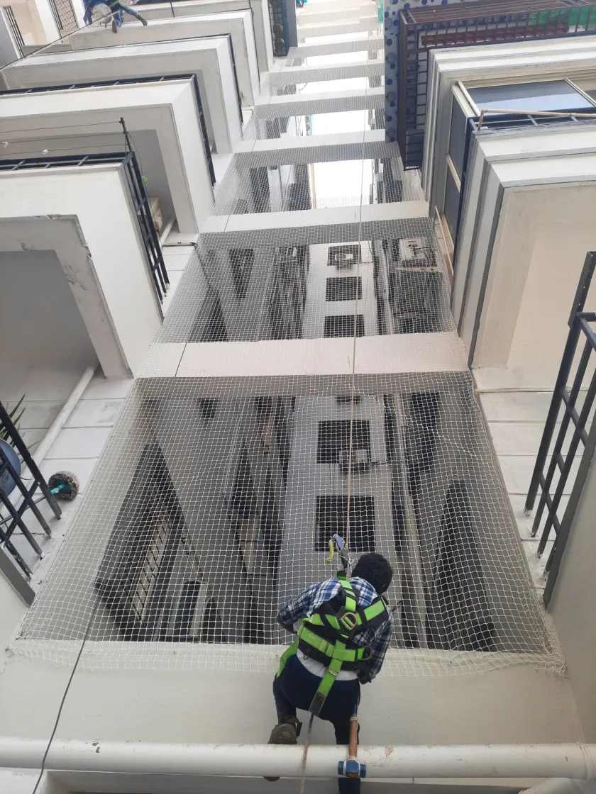 Duct Area Safety Nets installation by Perumal Safety Nets
