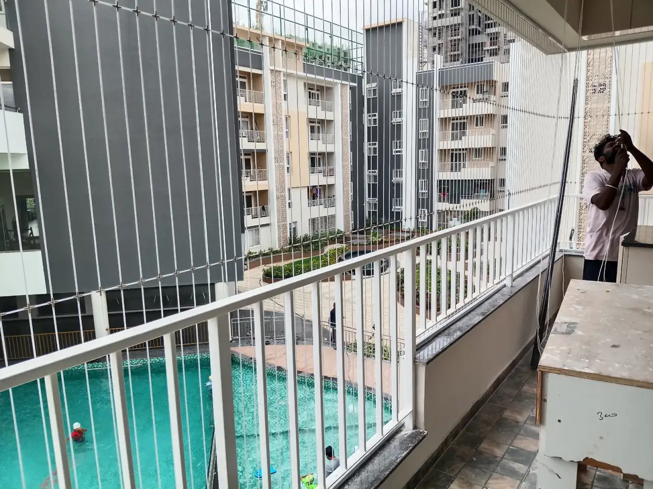Vertical Invisible Grills installation by Perumal Safety Nets