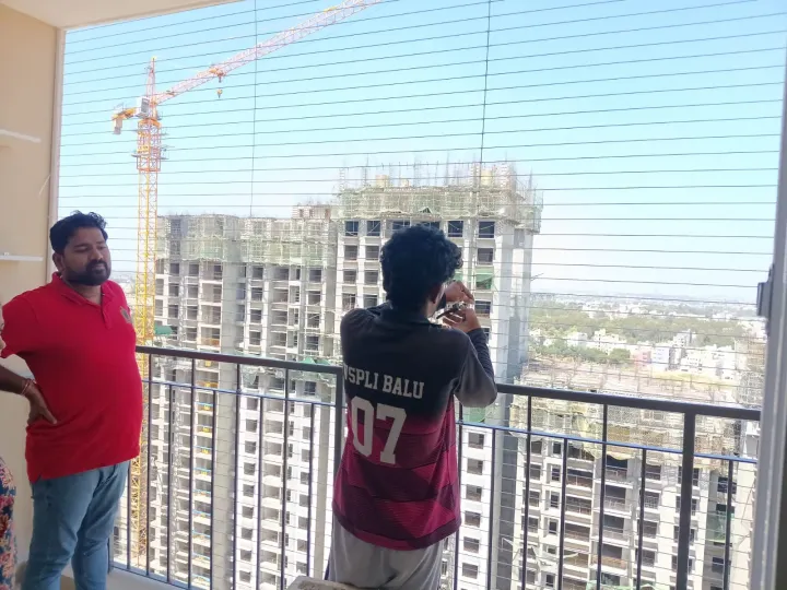 Balcony Invisible Grills installation by Perumal Safety Nets
