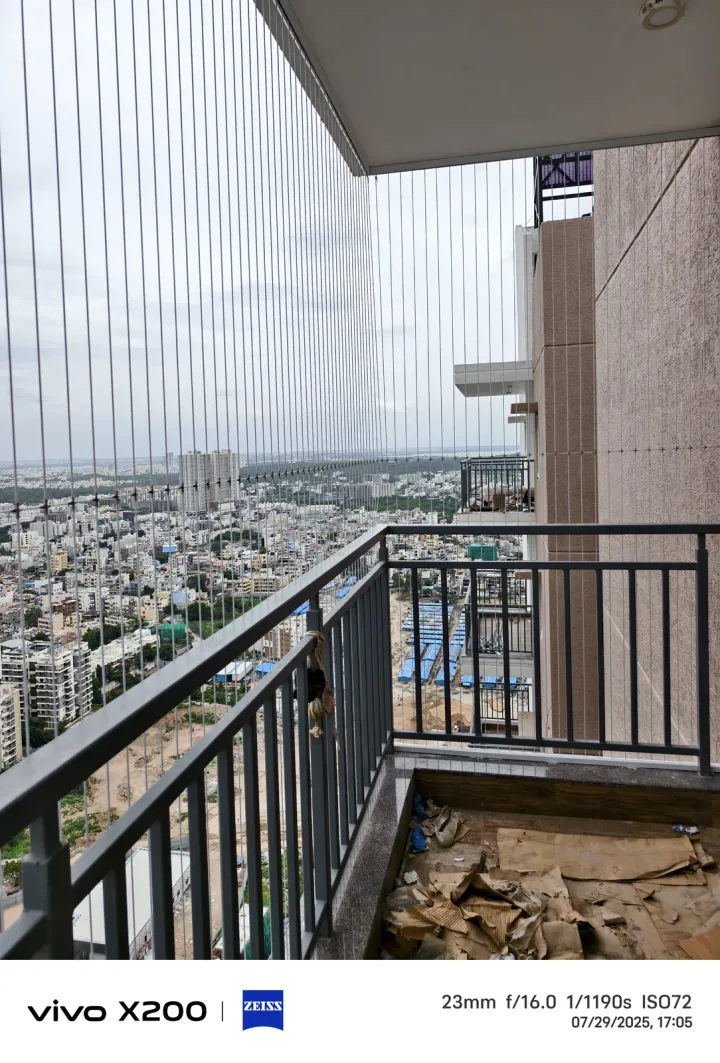 Invisible Grills installation by Perumal Safety Nets