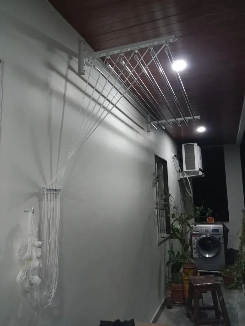 Wall Mounted Cloth Hangers installation by Perumal Safety Nets