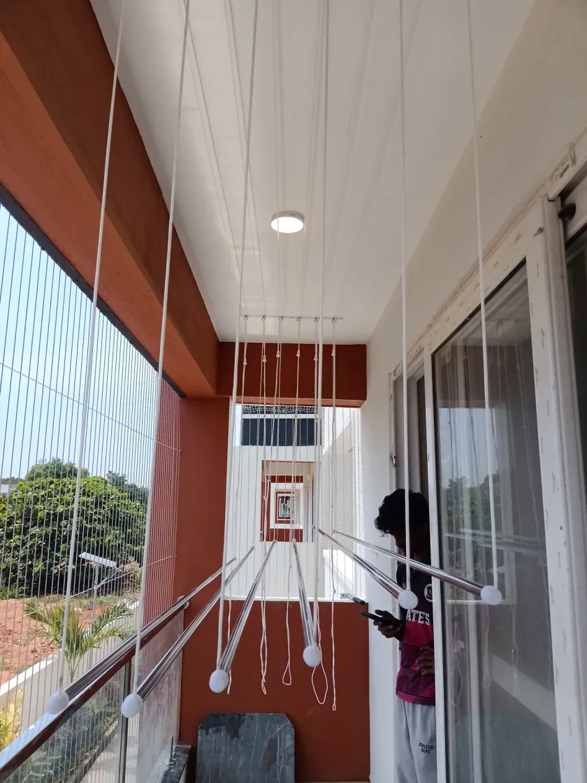 Ceiling Cloth Hangers installation by Perumal Safety Nets