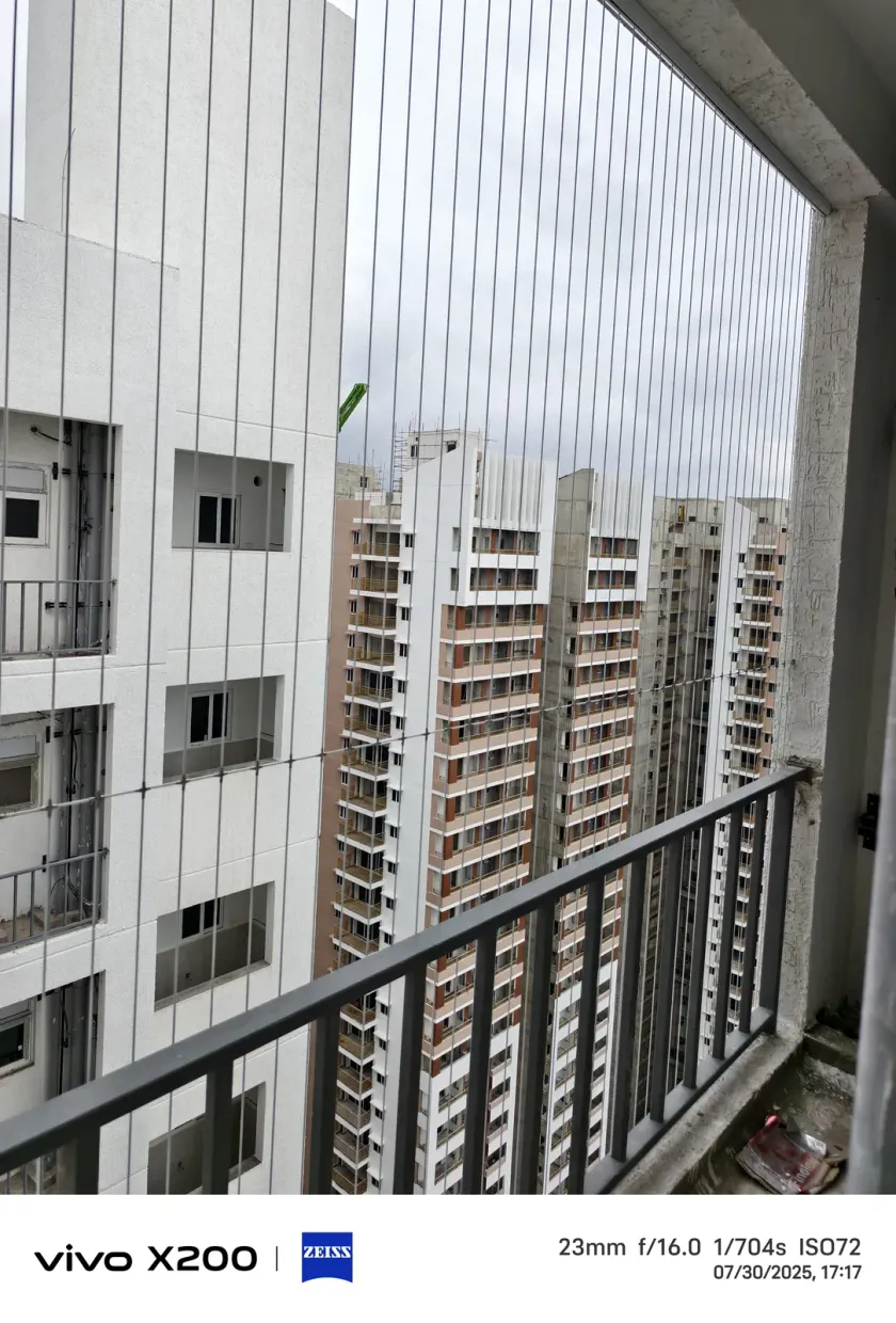 Balcony Invisible Grills installation by Perumal Safety Nets