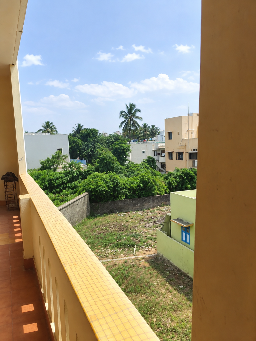 Balcony before pigeon net installation in Chennai